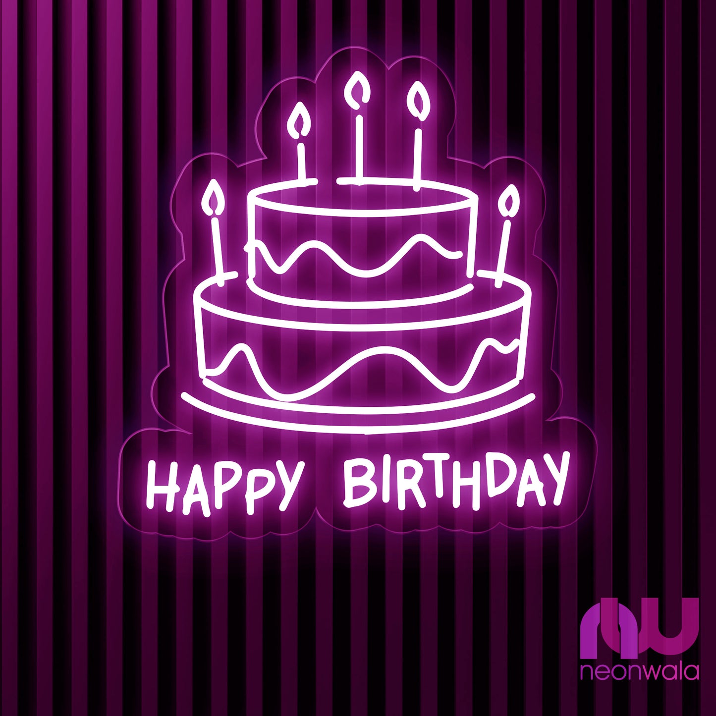 Happy Birthday Neon Sign purple color