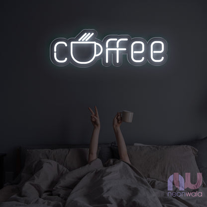 coffee sign neon white color