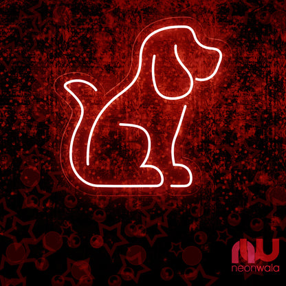 Dog Neon Sign red color