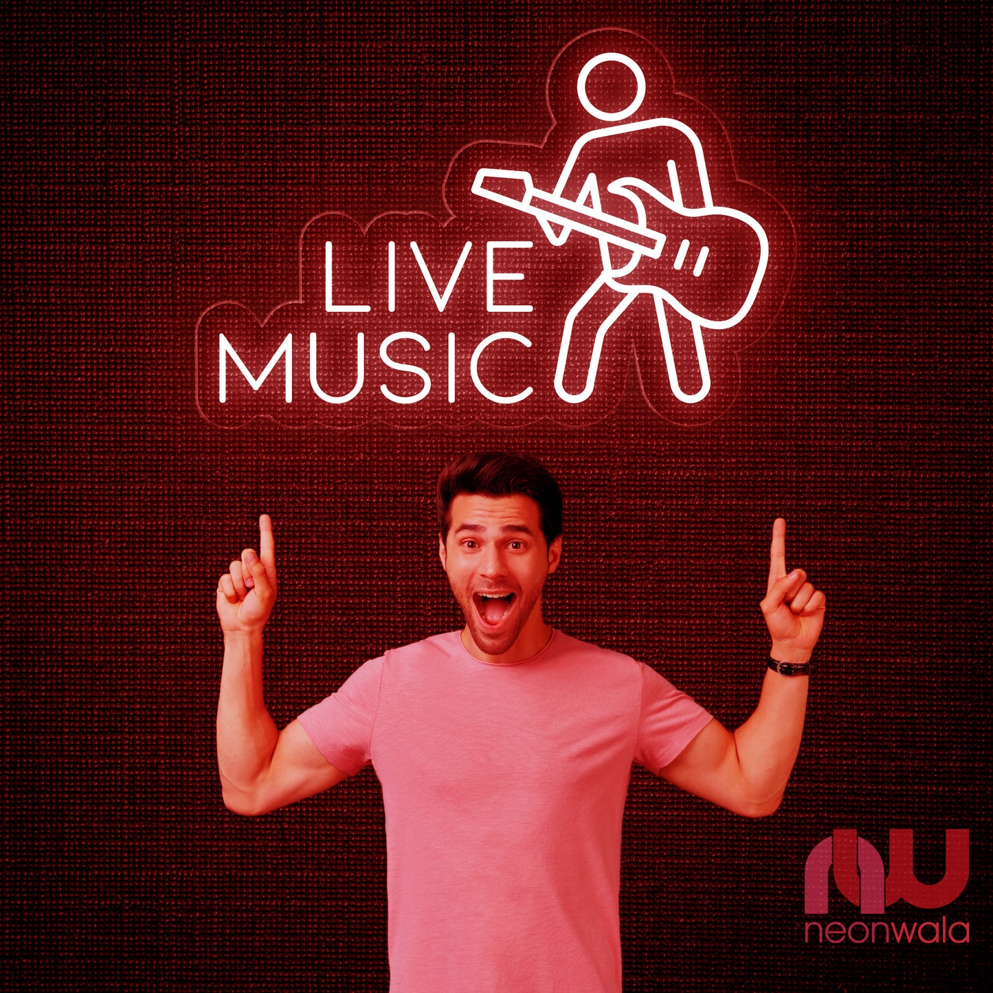 Live Music Neon Sign red color