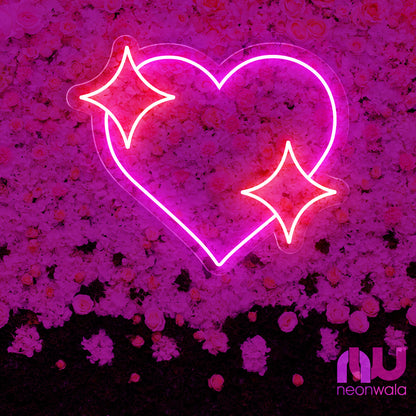 neon heart light pink color