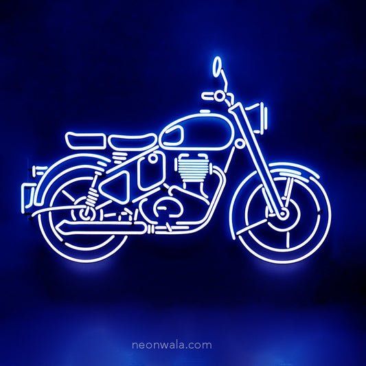 Neon Bike Sign blue color