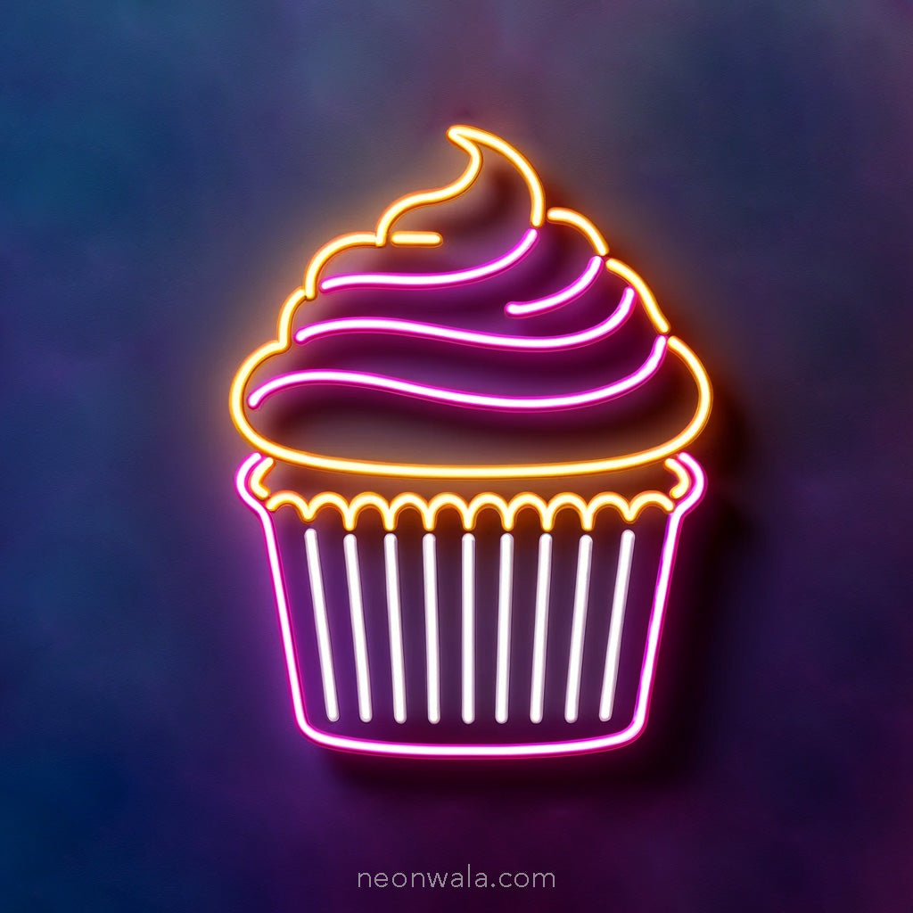 Cupcake Neon Sign for Kitchen, Cake Shop