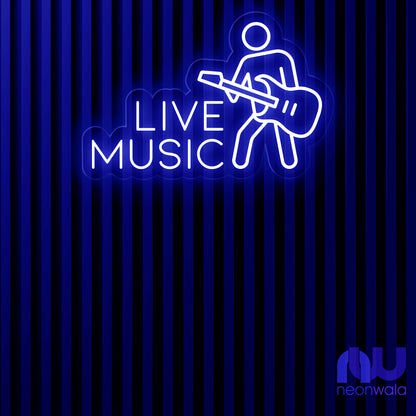 Live Music Neon light blue color