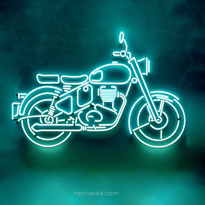 neon sign bike ice blue color