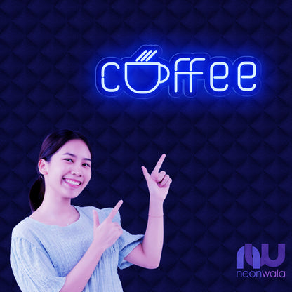 Coffee Neon Sign blue color