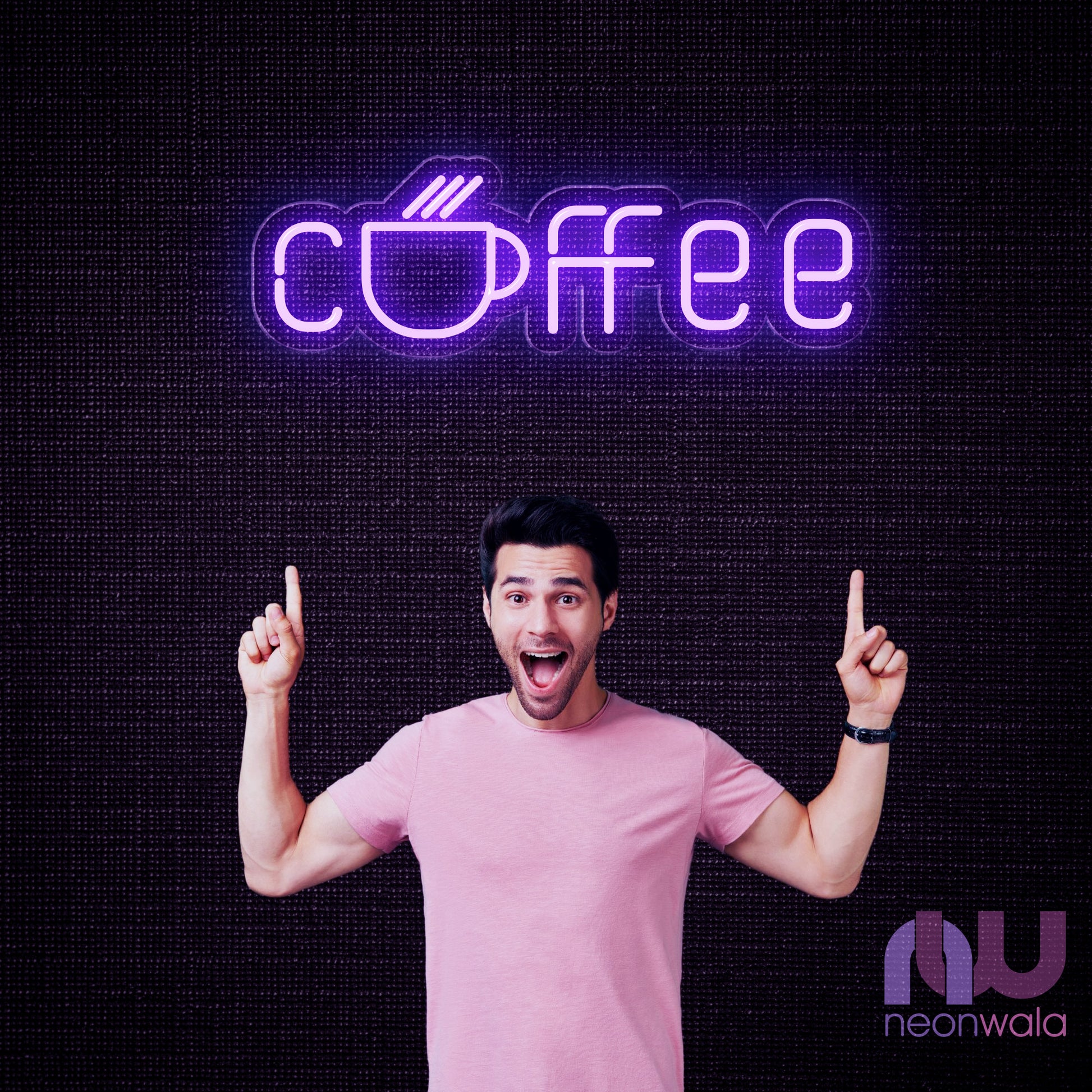 coffee sign light up purple color