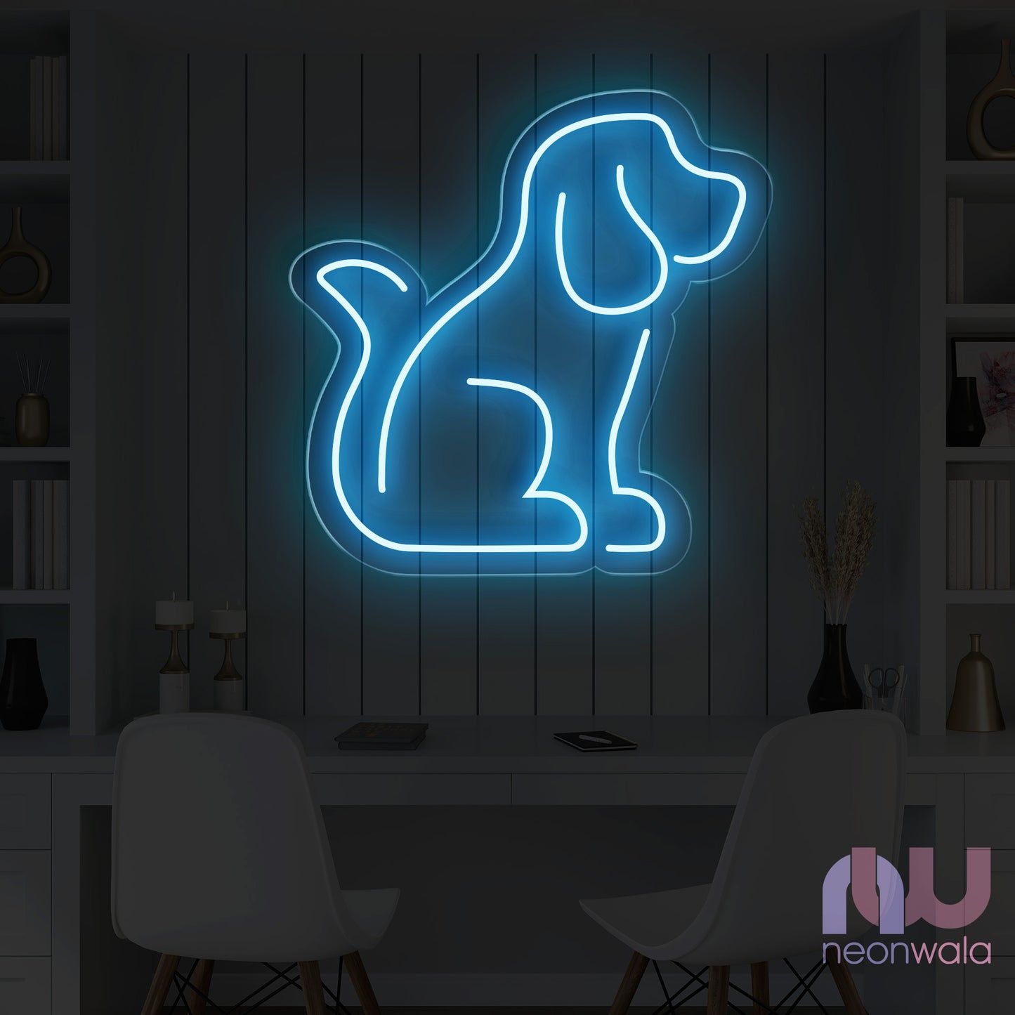 Dog Neon Sign light ice blue color