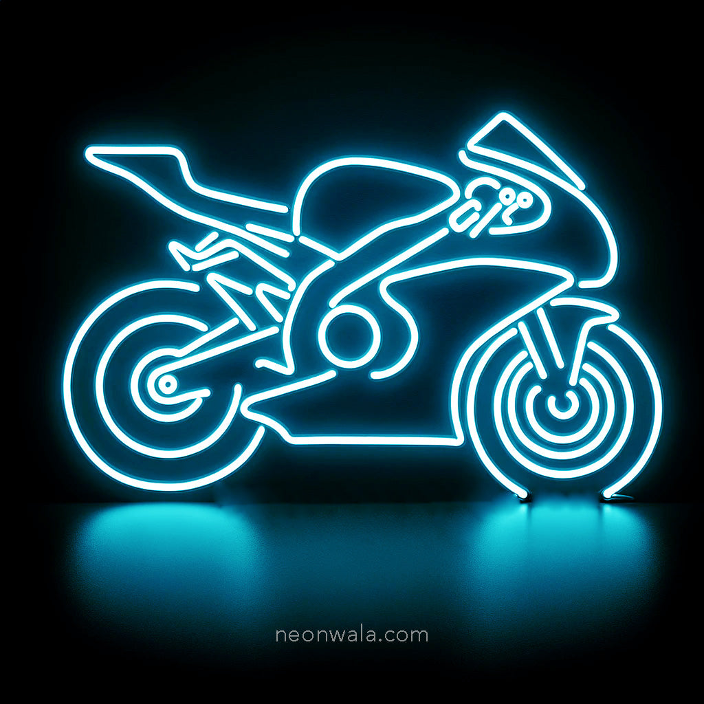  bike neon lights ice blue color