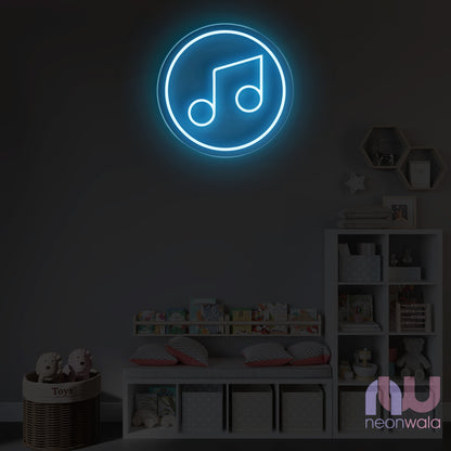 neon music sign ice blue color