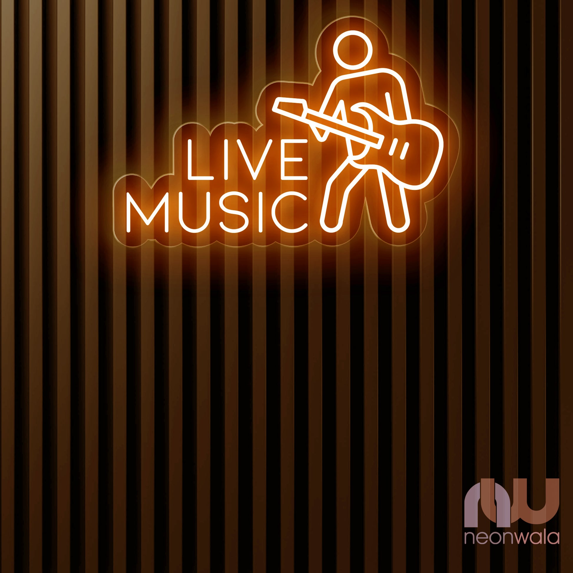 Live Music Neon Sign orange color