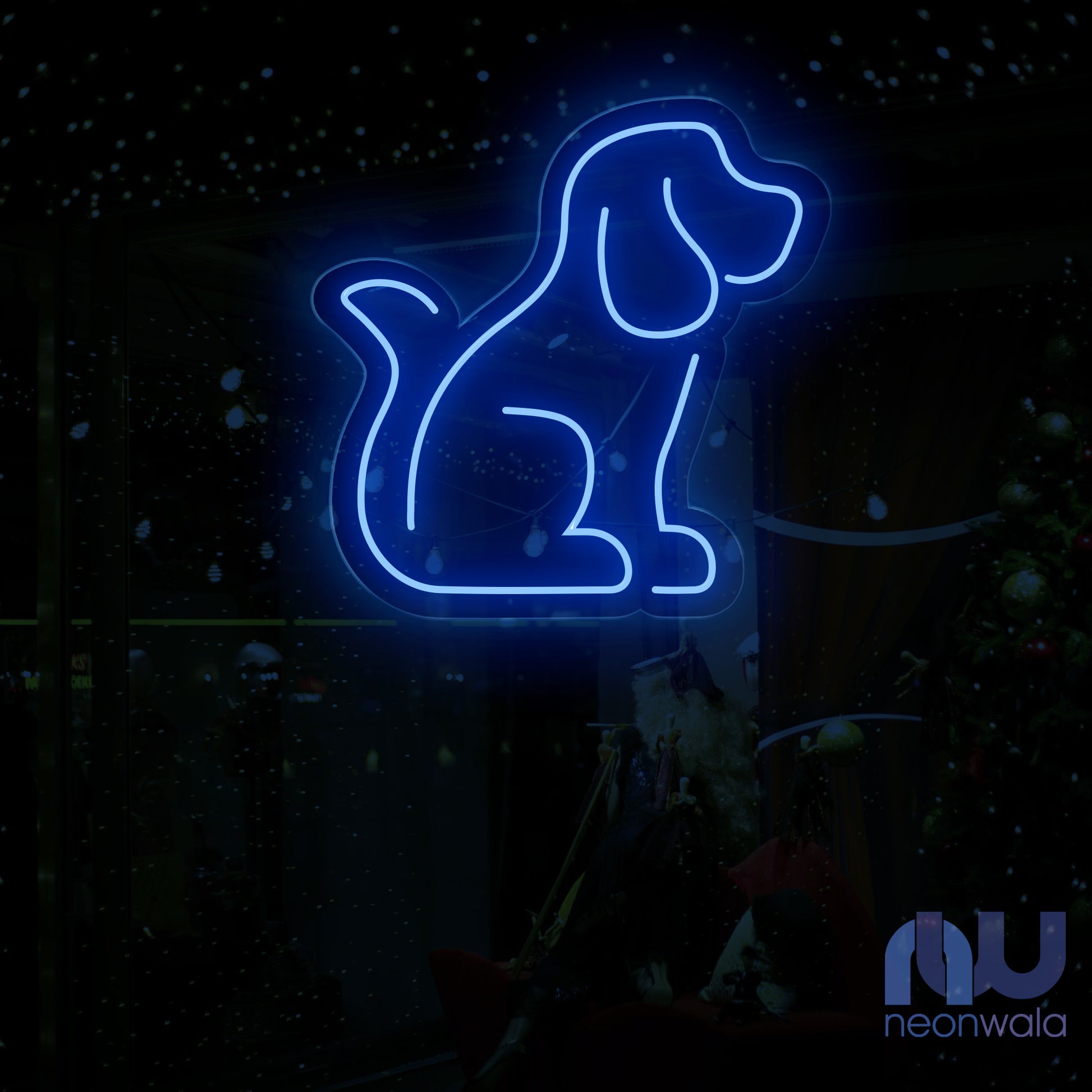 big dog neon sign blue color