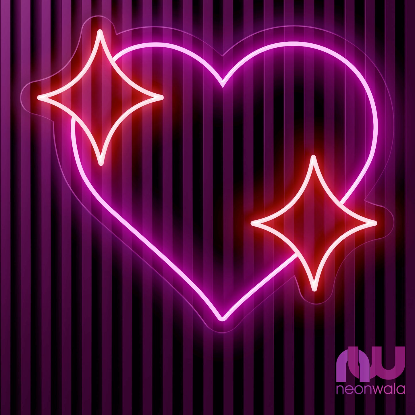 heart shaped neon light for wall purple color