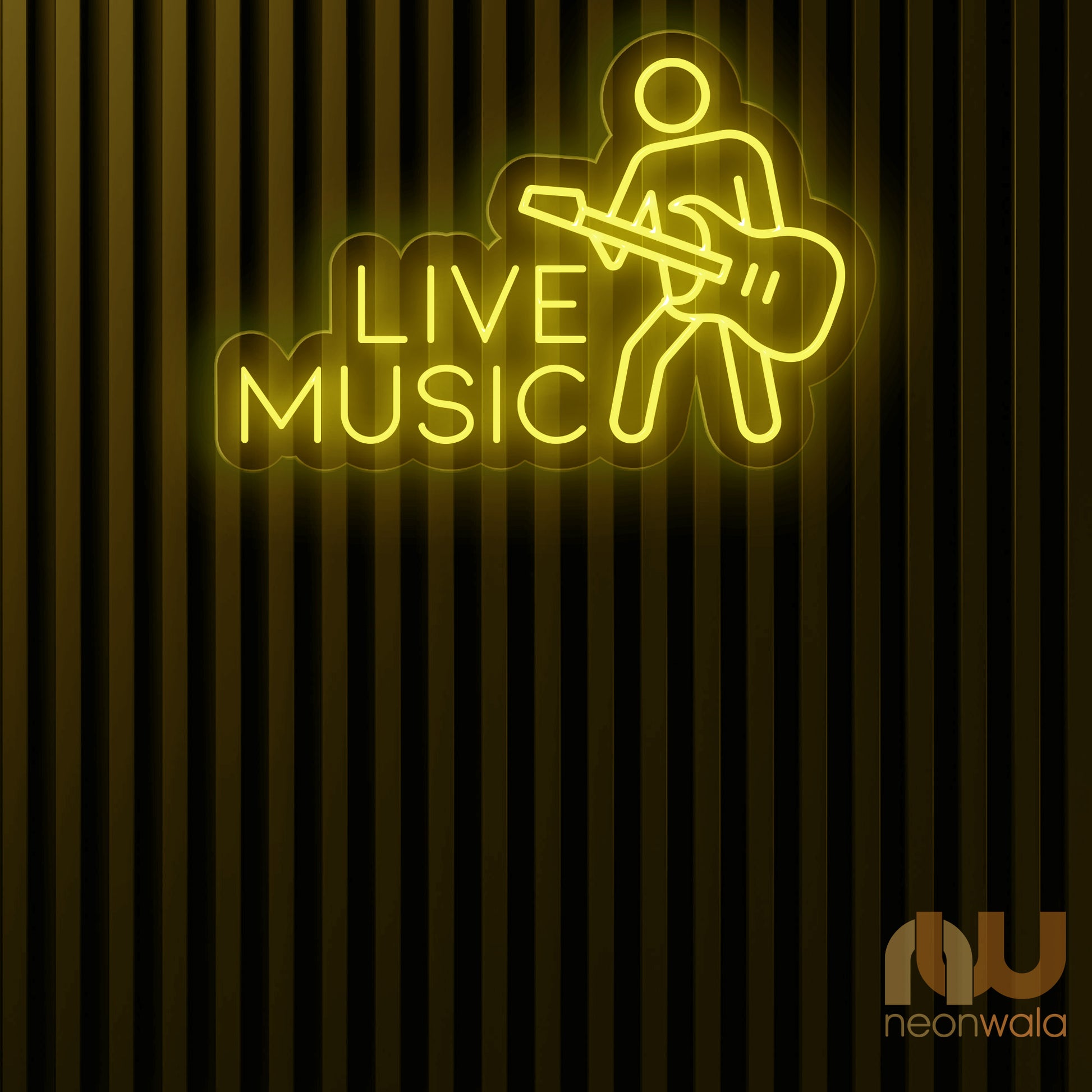 yellow color Live Music Neon Sign