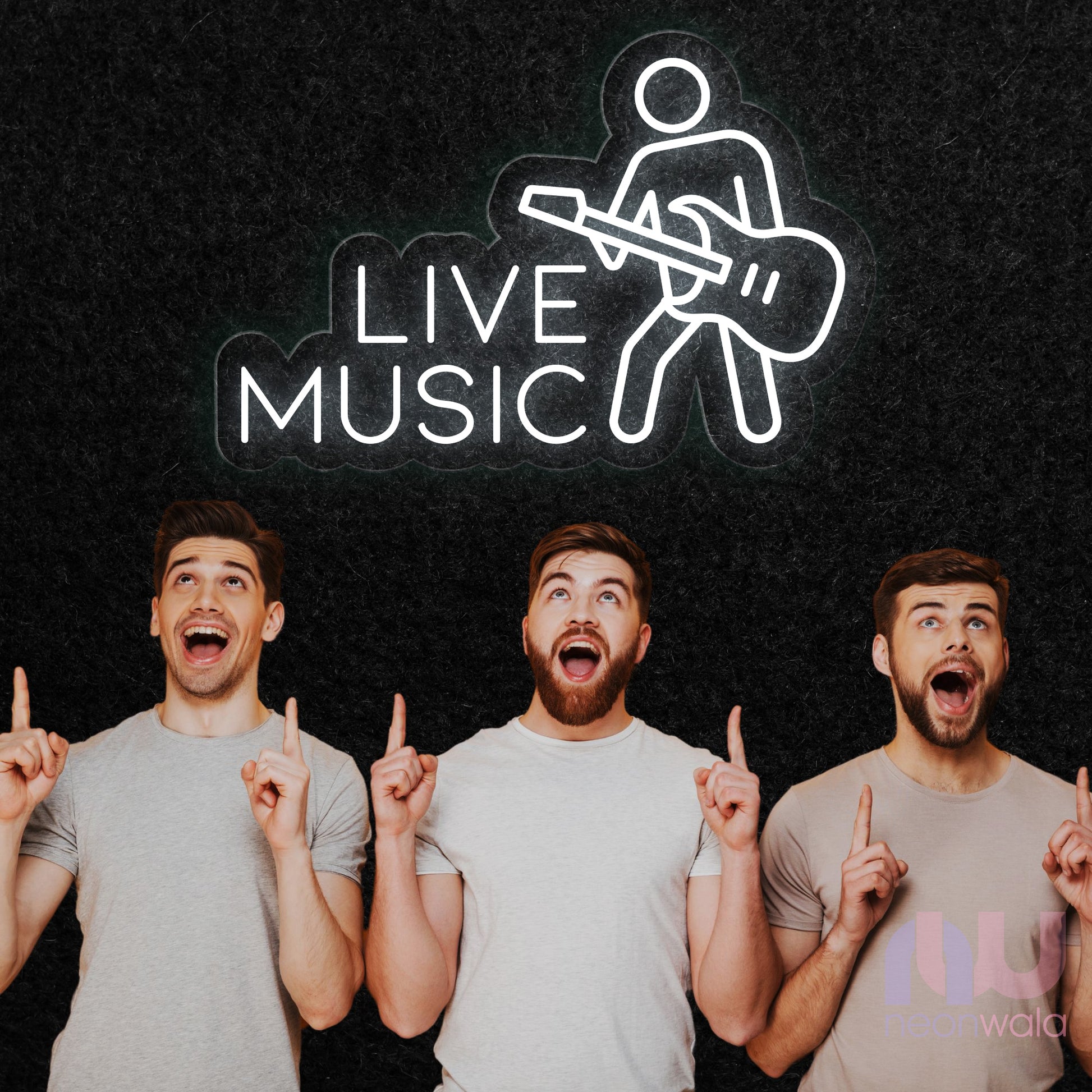 white color Live Music Neon led Sign