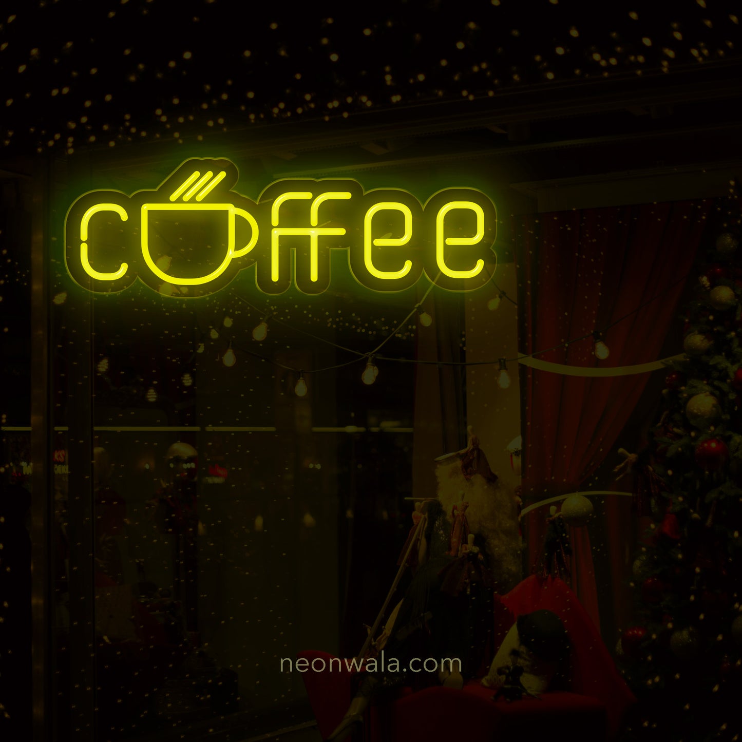 neon lights coffee yellow color