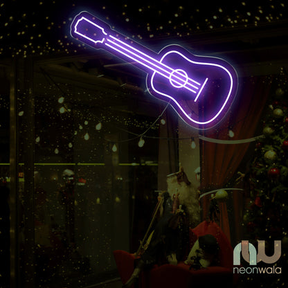 guitar neon sign purple color