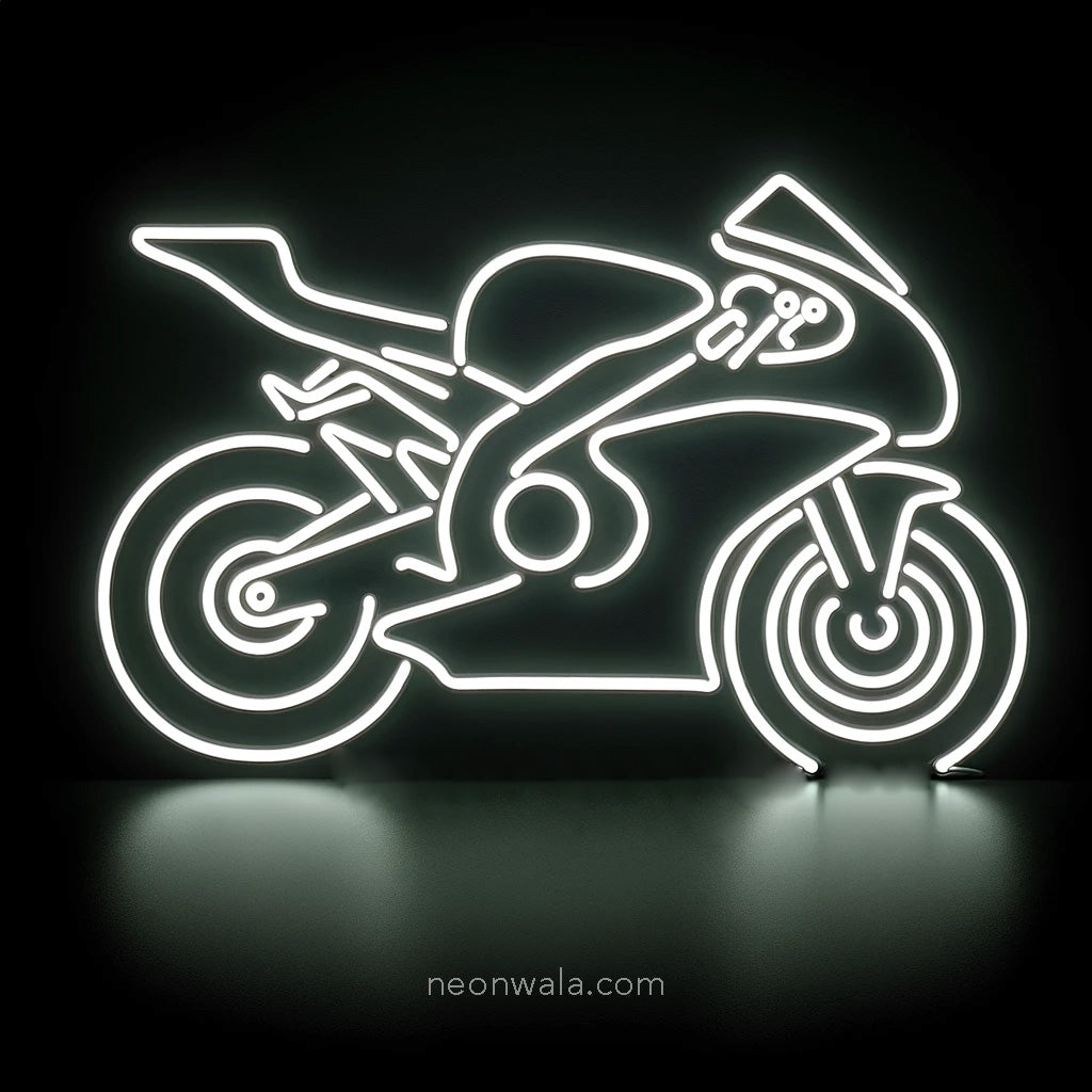 neon sign bike white color