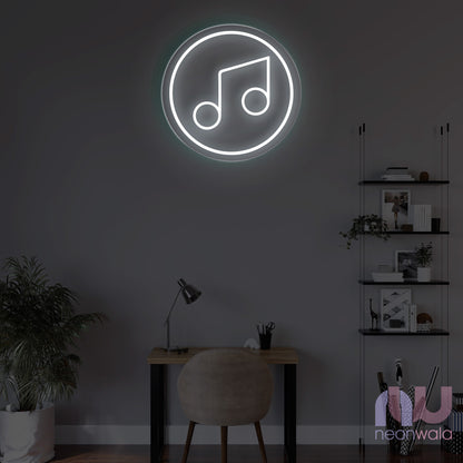  music note neon sign white color