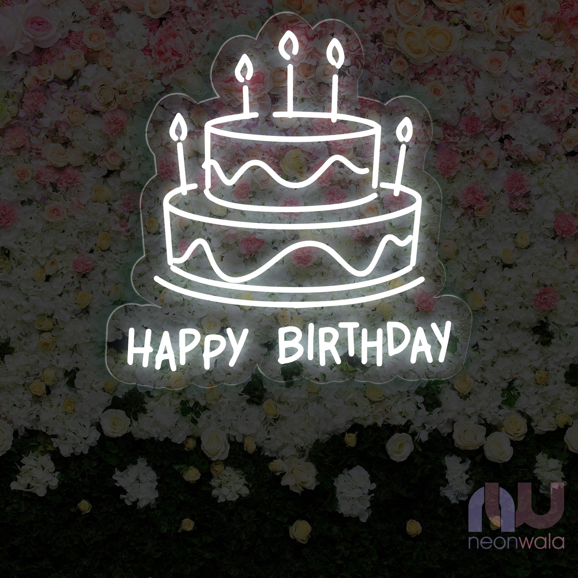  happy birthday neon sign large white color