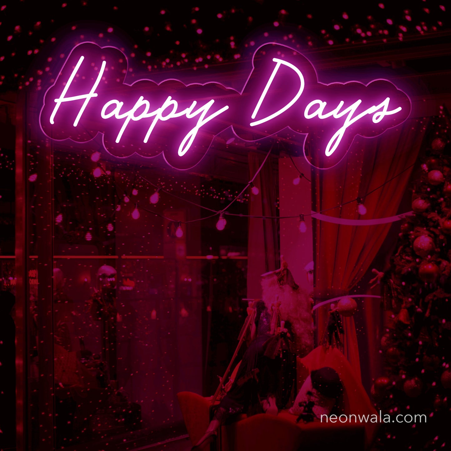 Happy Days LED Neon Sign Light pink color