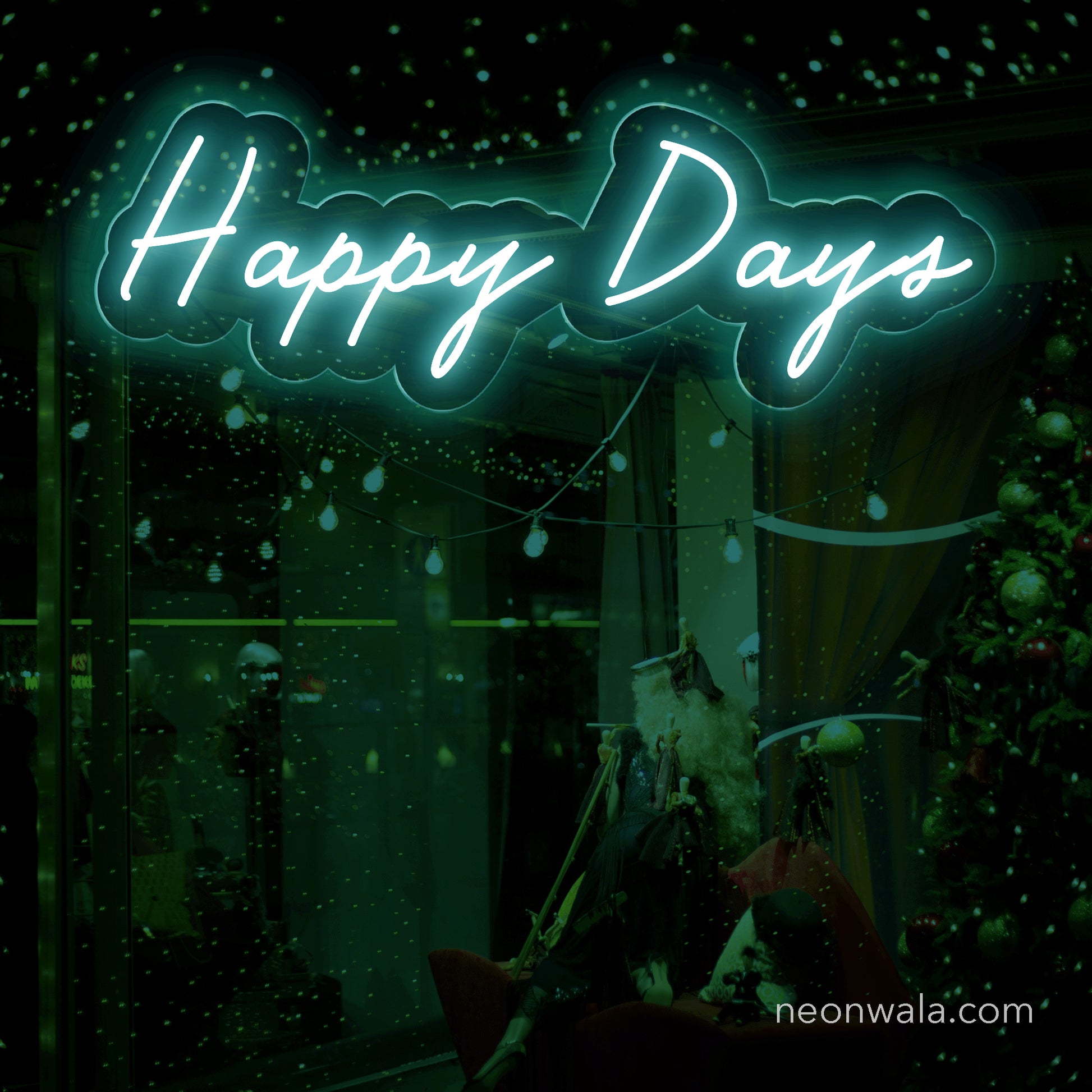 Happy Days sign ice blue color