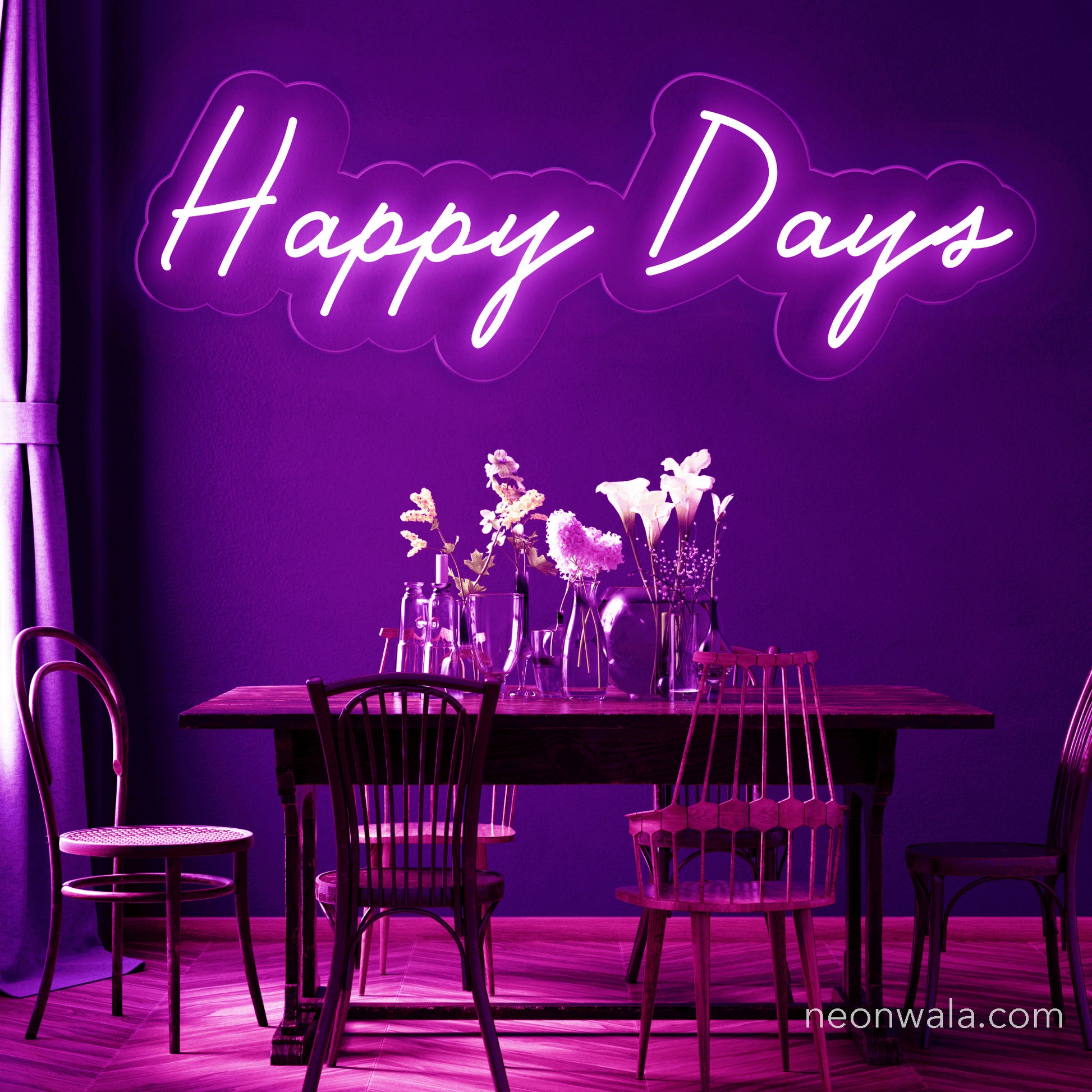 purple color Happy Days light up sign 