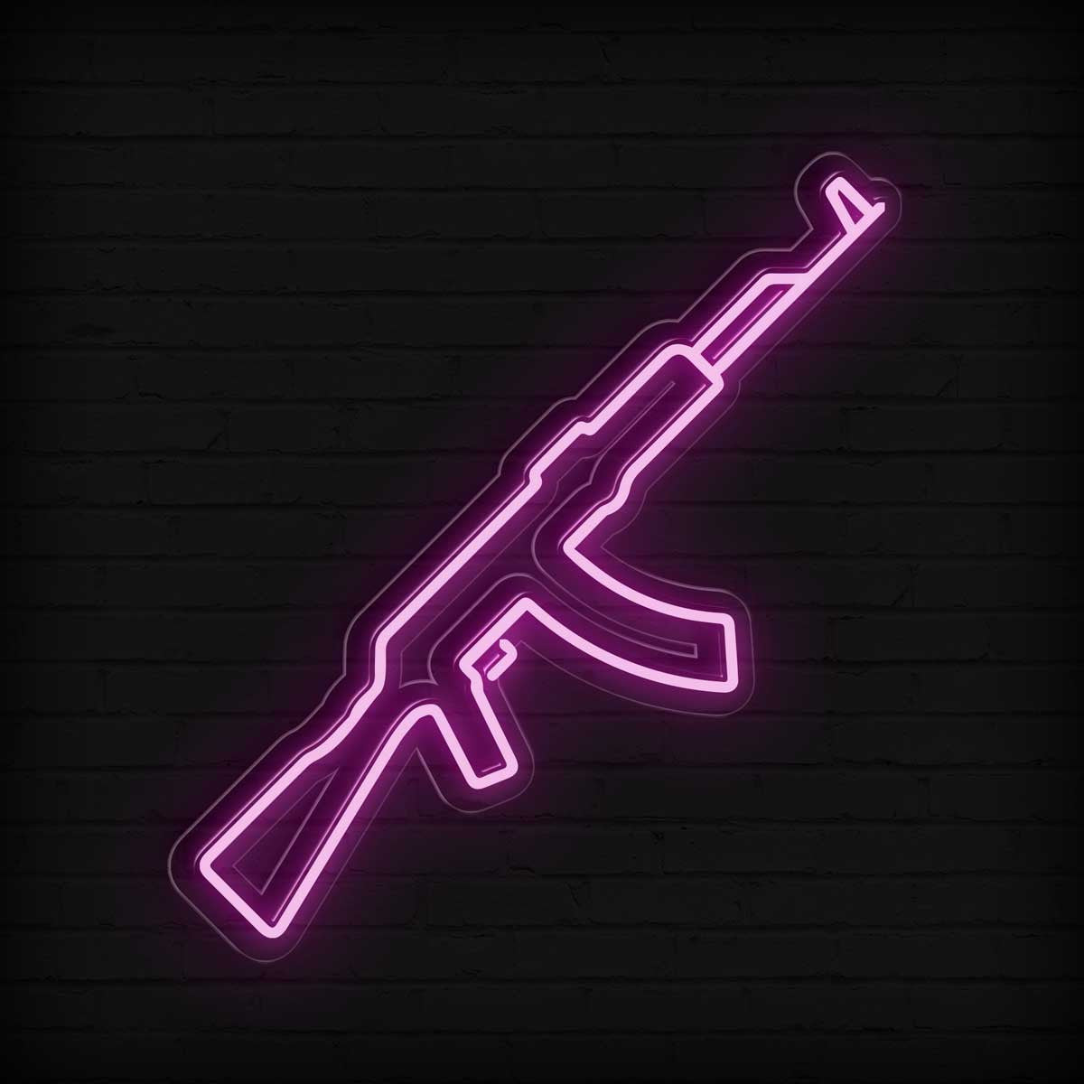 pink gun led neon sign