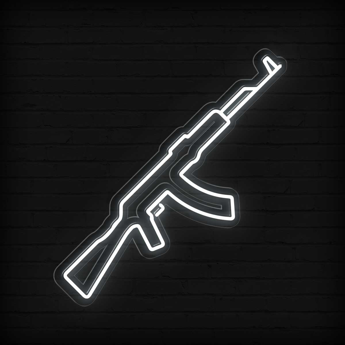 ak47 light up gun sign white 