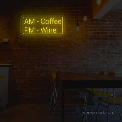 AM Coffee PM Wine - Illuminate Your Space with Humorous Coffee Neon Sign! - NeonXpert