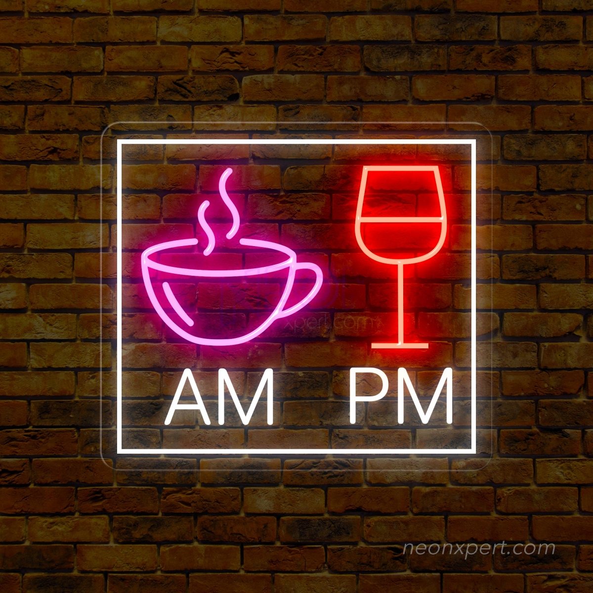 AM Coffee PM Wine Neon Sign - Savor Every Hour - NeonXpert