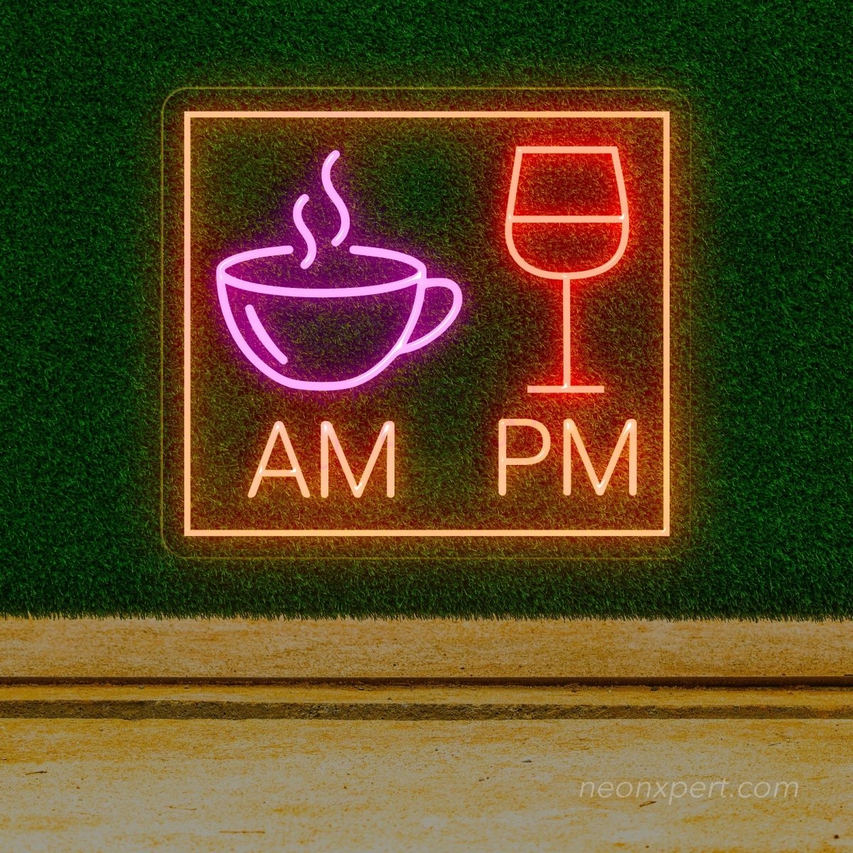 AM Coffee PM Wine Neon Sign - Savor Every Hour - NeonXpert