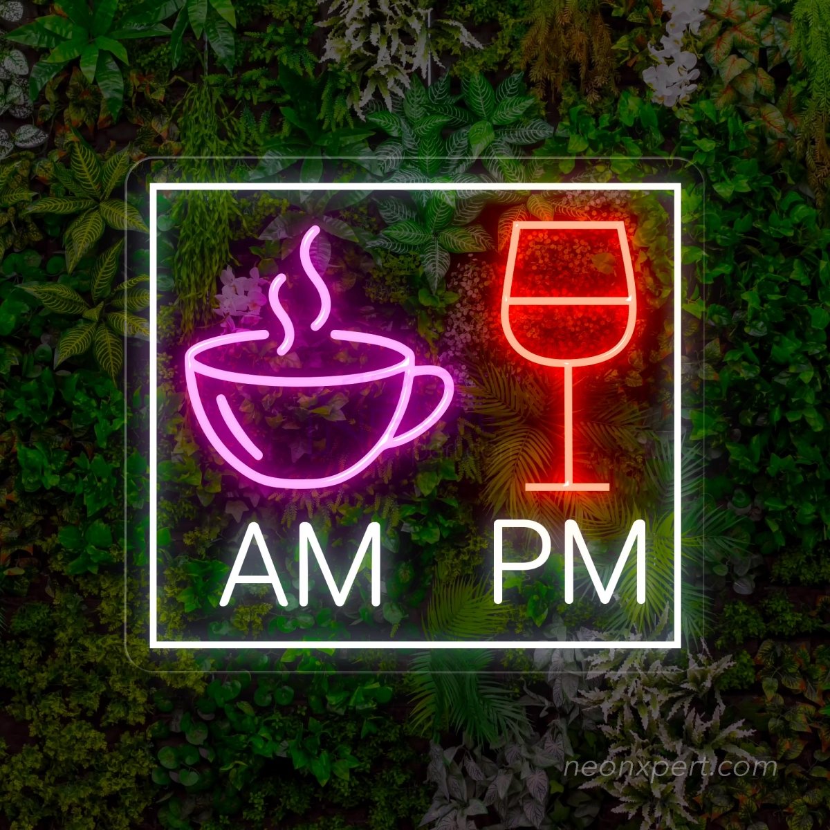 AM Coffee PM Wine Neon Sign - Savor Every Hour - NeonXpert