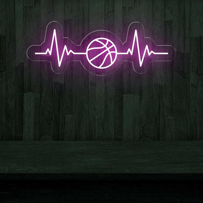 Basketball Heartbeat Neon Sign | Perfect Basketball Room Decor - NEONXPERT